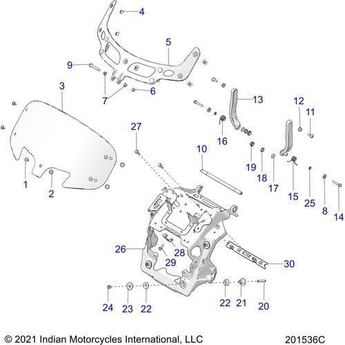 Body, Fairing Asm, Windshield Mount All Options - 2022 Indian Chieftain Premium Schematic-21429 OEM Schematic