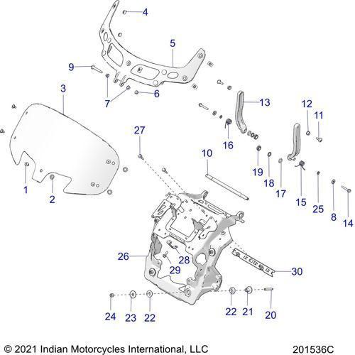 Body, Fairing Asm, Windshield Mount All Options - 2022 Indian Chieftain Standard 111 Schematic-21356 OEM Schematic
