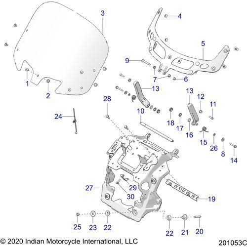 Body, Fairing Asm, Windshield Mount All Options - 2022 Indian Roadmaster Premium Schematic-20708 OEM Schematic