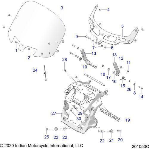 Body, Fairing Asm, Windshield Mount N22tkdbb All Options - 2022 Indian Roadmaster Dark Horse Schematic-20791 OEM Schematic
