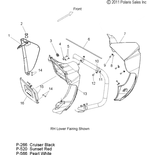 Body, Fairing, Lower - 2012 Victory Cross Country All Options - V12Tw36/Dw36/Kw36 Schematic 2999 OEM Schematic