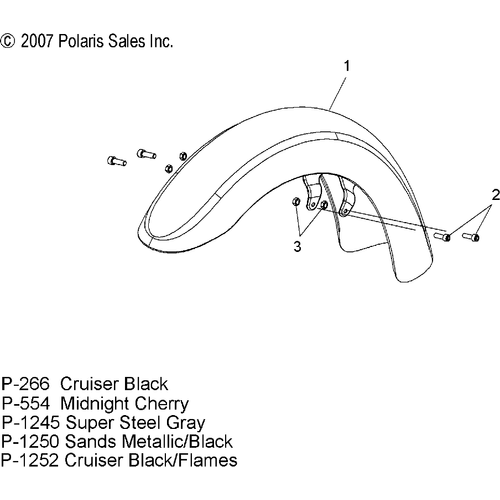 Body, Fender, Front - 2008 Victory Kingpin/Kingpin 8 Ball/Kingpin Tour All Options - V08Cb26/Cd26/Pb26 Schematic 4655 OEM Schematic