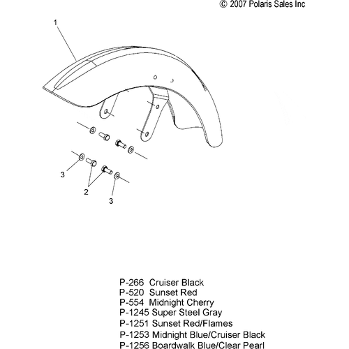 Body, Fender, Front - 2008 Victory Vegas/Vegas 8 Ball/Vegas Low All Options - V08Ab26/Gb26/Lb26 Schematic 4716 OEM Schematic