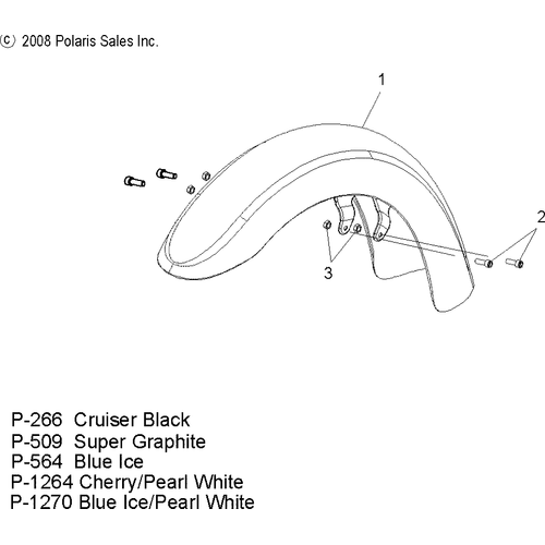 Body, Fender, Front - 2009 Victory Kingpin/Kingpin Touring/Kingpin Low/Kingpin Pinball All Options - V09Cb26/Cd26/Kb26/Pb26 Schematic 4346 OEM Schematic