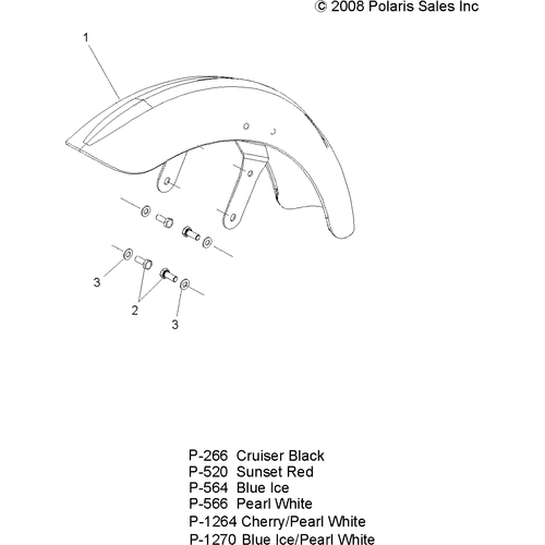 Body, Fender, Front - 2009 Victory Vegas/Vegas 8 Ball/Vegas Low All Options - V09Ab26/Gb26/Lb26 Schematic 4408 OEM Schematic