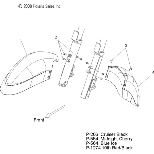 Body, Fender, Front - 2009 Victory Vision Street/Ness/Touring/10Th Ann. - V09Sb36/Sc36/Sd36/Sz36 Schematic 4468 OEM Schematic