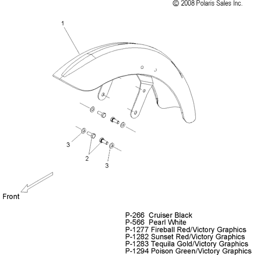 Body, Fender, Front - 2010 Victory Jackpot All Options - V10Xb36Dap/Lkp/Xc36Dn Schematic 3984 OEM Schematic