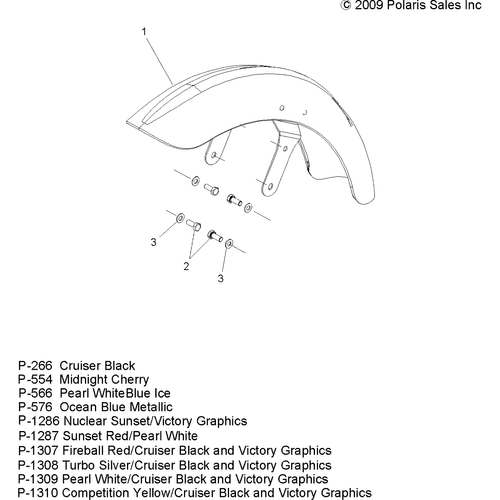 Body, Fender, Front - 2010 Victory Vegas/Vegas 8 Ball All Options - V10Ab26/Lb26 Schematic 4101 OEM Schematic