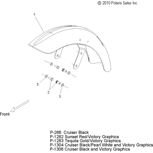 Body, Fender, Front - 2011 Victory Jackpot All Options - V11Xb36 Schematic 3610 OEM Schematic