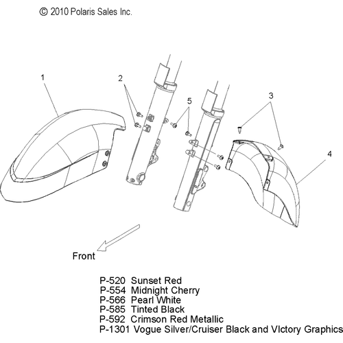 Body, Fender, Front - 2011 Victory Vision All Options - V11Sw36/Sa36/Aw36 Schematic 3783 OEM Schematic