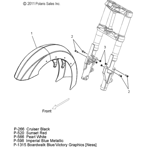 Body, Fender, Front - 2012 Victory Cross Country All Options - V12Tw36/Dw36/Kw36 Schematic 3001 OEM Schematic