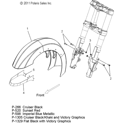 Body, Fender, Front - 2012 Victory Cross Roads All Options - V12Bw36/Ew36 Schematic 3066 OEM Schematic