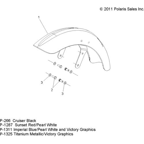 Body, Fender, Front - 2012 Victory Vegas/8 Ball/Zness All Options - V12Gb36/Ga36/Zb36 Schematic 3352 OEM Schematic