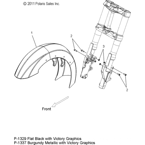Body, Fender, Front - 2013 Victory Cross Roads Classic/Hard-Ball All Options - V13Bw36/Ew36 Schematic 2578 OEM Schematic