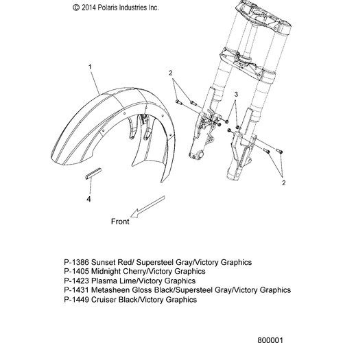 Body, Fender, Front - 2015 Victory Magnum/Magnum X-1 All Options - V15Uw/Yw/Zw36 Schematic 1642 OEM Schematic