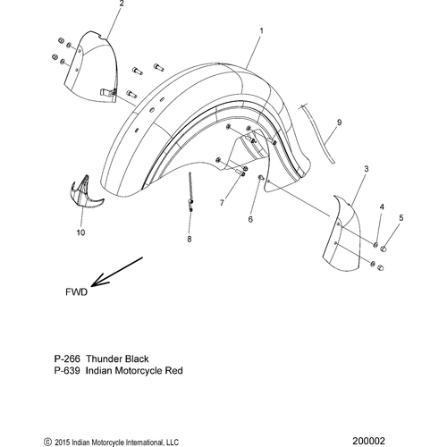 Body, Fender, Front All Options - 2016 Indian Springfield Schematic-27663 OEM Schematic