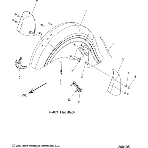 Body, Fender, Front All Options - 2017 Indian Chieftain Dark Horse Schematic-27461 OEM Schematic