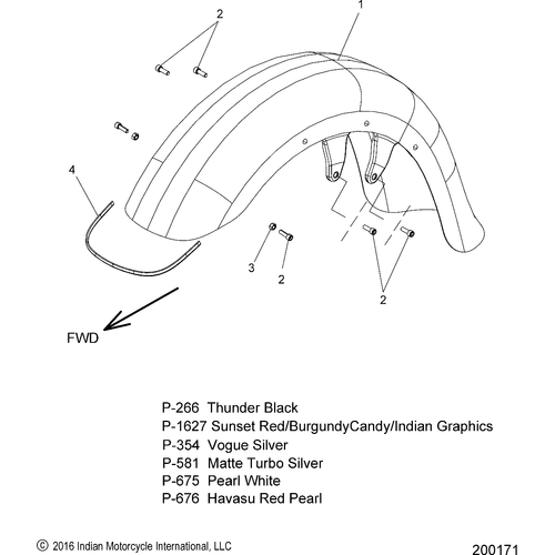 Body, Fender, Front All Options - 2017 Indian Chieftain Limited/Elite Schematic-27387 OEM Schematic