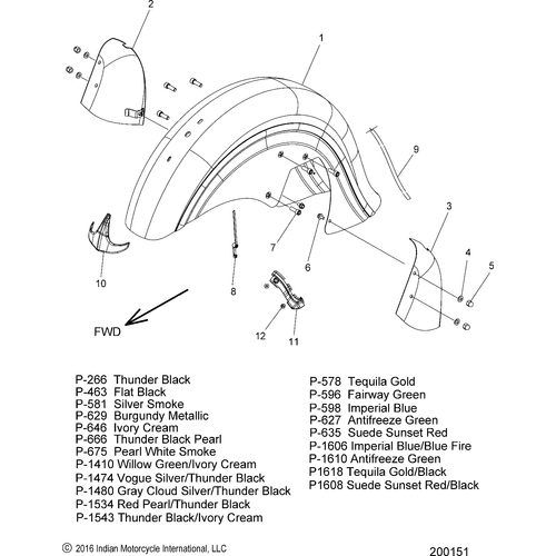 Body, Fender, Front All Options - 2017 Indian Chieftain/Roadmaster Schematic-27292 OEM Schematic