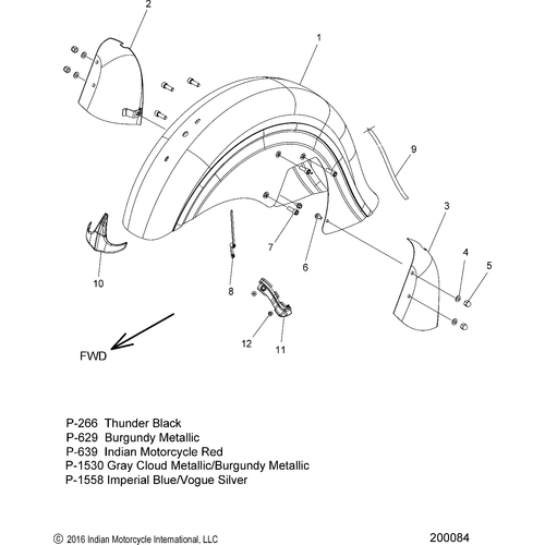 Body, Fender, Front All Options - 2017 Indian Springfield Schematic-27036 OEM Schematic