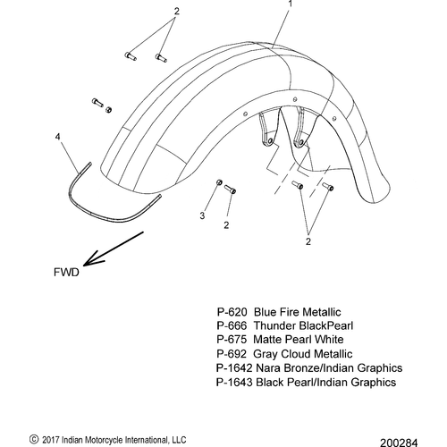 Body, Fender, Front All Options - 2018 Indian Chieftain/Chieftain Limited Schematic-26620 OEM Schematic