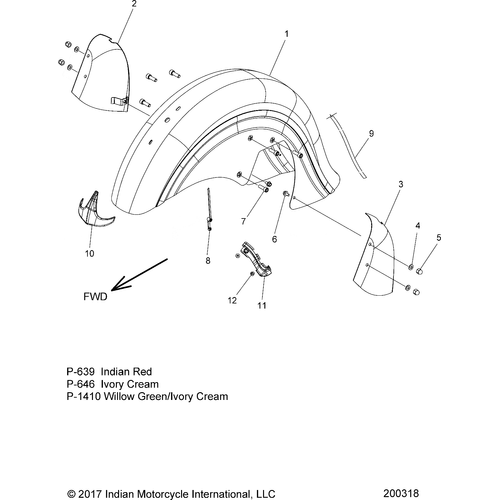 Body, Fender, Front All Options - 2018 Indian Roadmaster Classic Schematic-26541 OEM Schematic