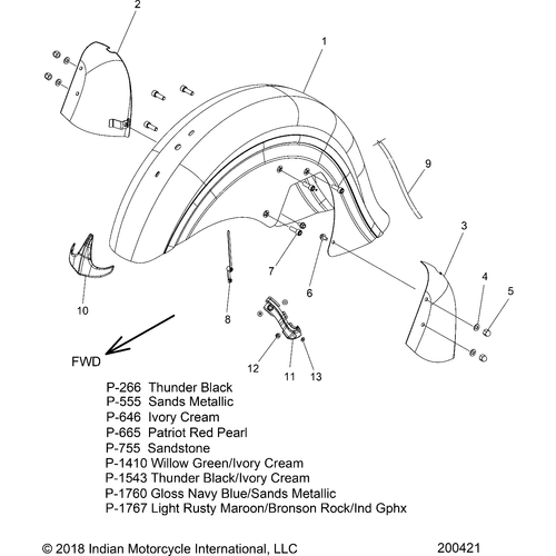 Body, Fender, Front All Options - 2019 Indian Chieftain Classic Schematic-25943 OEM Schematic