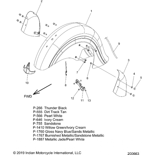 Body, Fender, Front All Options - 2020 Indian Chieftain Classic Schematic-24958 OEM Schematic