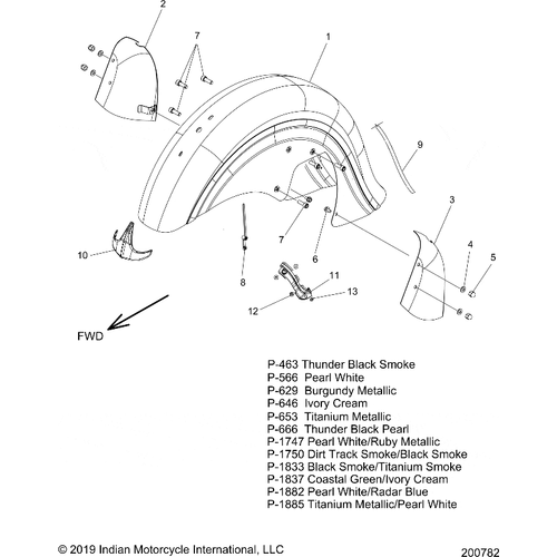 Body, Fender, Front All Options - 2020 Indian Roadmaster Premium Schematic-24188 OEM Schematic