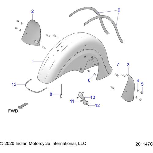 Body, Fender, Front All Options - 2021 Indian Chief Vintage Dark Horse 116 Schematic-23479 OEM Schematic