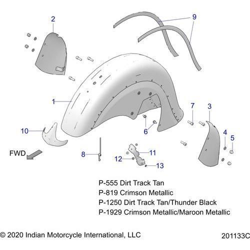 Body, Fender, Front All Options - 2021 Indian Springfield 116 Schematic-22341 OEM Schematic