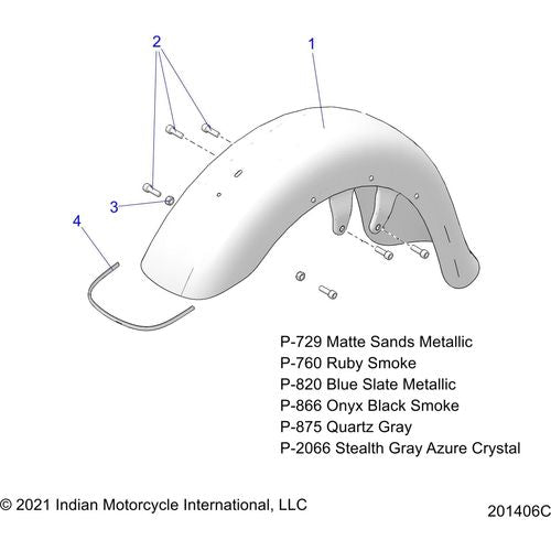 Body, Fender, Front All Options - 2022 Indian Chieftain Dark Horse Schematic-21598 OEM Schematic