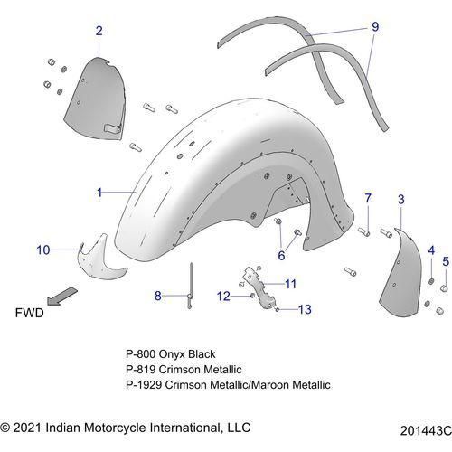 Body, Fender, Front All Options - 2022 Indian Roadmaster Schematic-20889 OEM Schematic