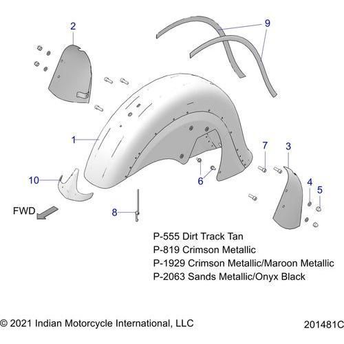 Body, Fender, Front All Options - 2022 Indian Springfield 111 Schematic-20287 OEM Schematic