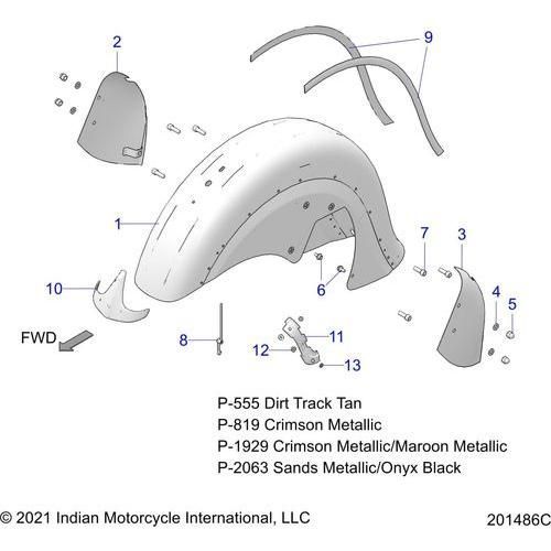 Body, Fender, Front All Options - 2022 Indian Springfield 116 Schematic-20217 OEM Schematic