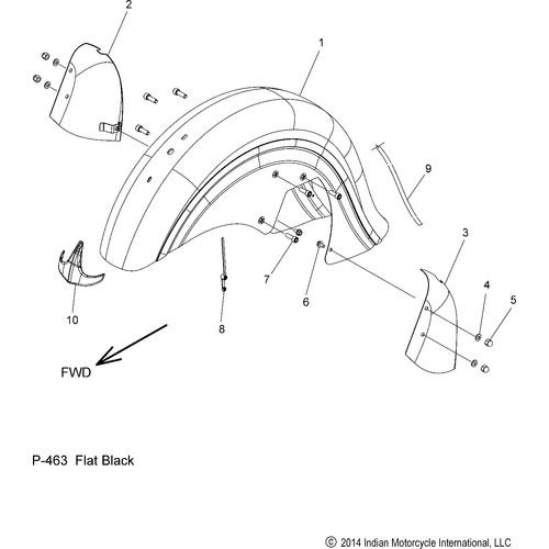 Body, Fender, Front N16ccdaa All Options - 2016 Indian Chief Dark Horse Schematic-27923 OEM Schematic