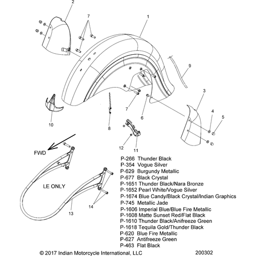 Body, Fender, Front N18traaa/Treaa All Options - 2018 Indian Roadmaster/Elite Schematic-26451 OEM Schematic