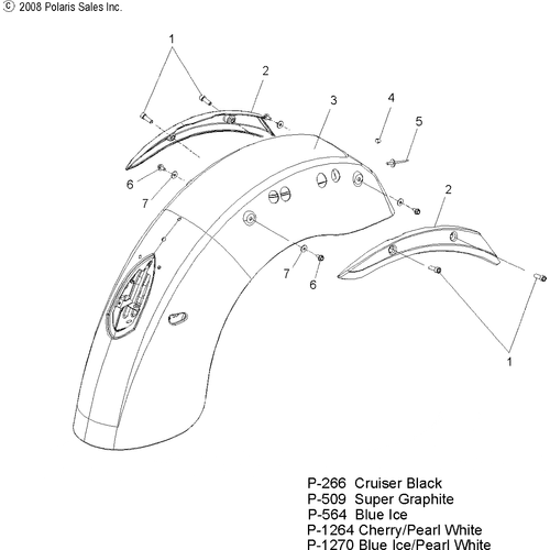 Body, Fender, Rear - 2009 Victory Kingpin/Kingpin Touring/Kingpin Low/Kingpin Pinball All Options - V09Cb26/Cd26/Kb26/Pb26 Schematic 4347 OEM Schematic