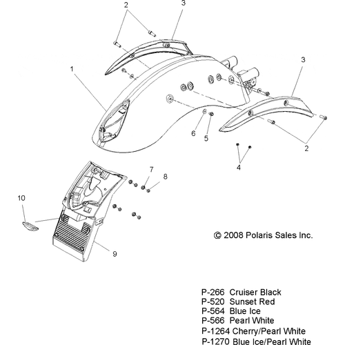 Body, Fender, Rear - 2009 Victory Vegas/Vegas 8 Ball/Vegas Low All Options - V09Ab26/Gb26/Lb26 Schematic 4409 OEM Schematic