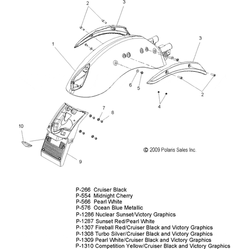 Body, Fender, Rear - 2010 Victory Vegas/Vegas 8 Ball All Options - V10Ab26/Lb26 Schematic 4102 OEM Schematic