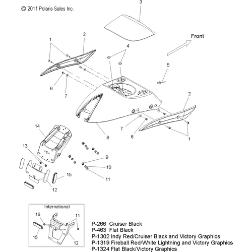 Body, Fender, Rear - 2012 Victory Hammer S/8 Ball All Options - V12Hs36/Ha36 Schematic 3131 OEM Schematic