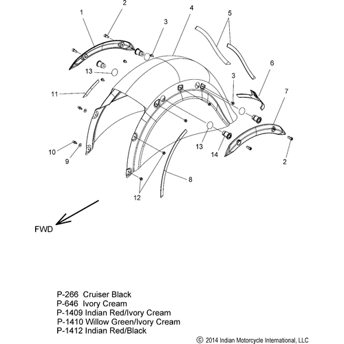 Body, Fender, Rear All Options - 2015 Indian Chief Classic/Chief Vintage Schematic-28195 OEM Schematic