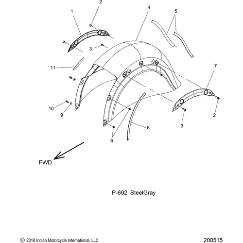 Body, Fender, Rear All Options - 2019 Indian Chieftain/Chieftain Limited Schematic-25789 OEM Schematic