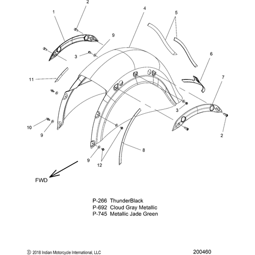 Body, Fender, Rear All Options - 2019 Indian Springfield Schematic-25378 OEM Schematic