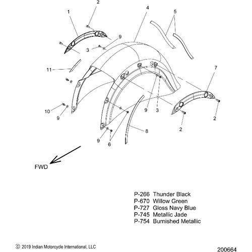 Body, Fender, Rear All Options - 2020 Indian Chieftain Classic Schematic-24971 OEM Schematic