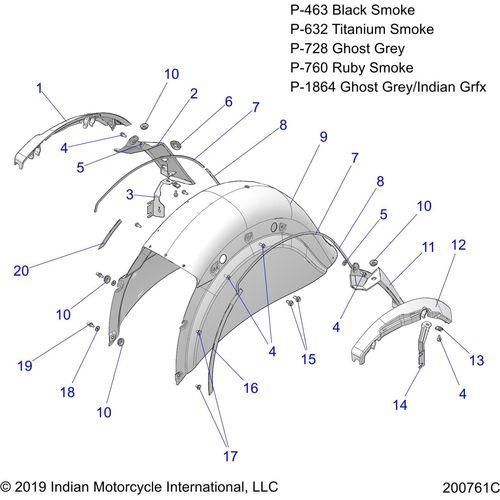 Body, Fender, Rear All Options - 2020 Indian Chieftain Dark Horse Schematic-24880 OEM Schematic