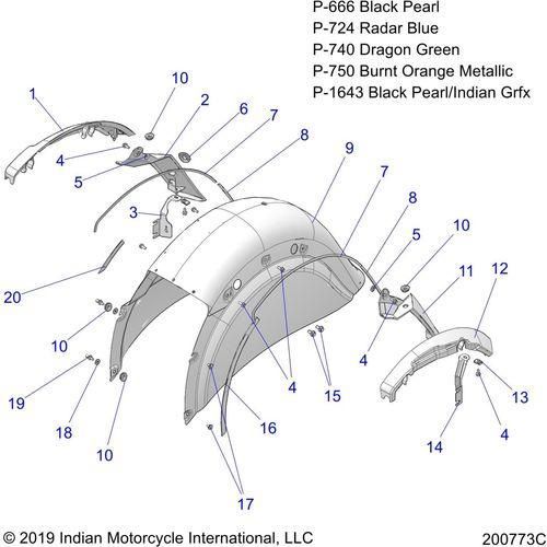 Body, Fender, Rear All Options - 2020 Indian Chieftain Premium Schematic-24730 OEM Schematic