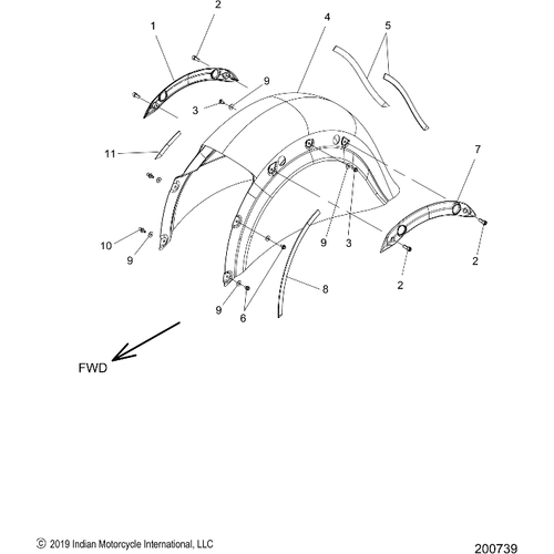 Body, Fender, Rear All Options - 2020 Indian Chieftain Standard Titanium Smoke Schematic-24597 OEM Schematic