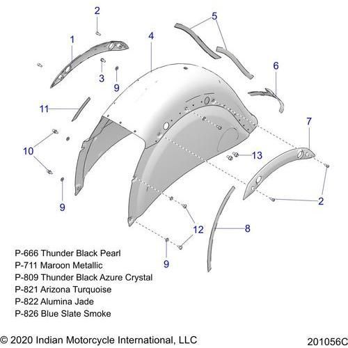 Body, Fender, Rear All Options - 2021 Indian Roadmaster Schematic-22889 OEM Schematic
