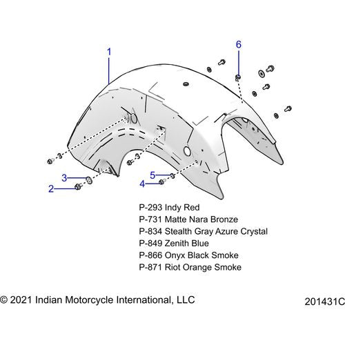 Body, Fender, Rear All Options - 2022 Indian Challenger Dark Horse Schematic-22134 OEM Schematic